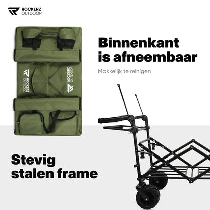 Groen, binnenkant afneembaar, stevig stalen frame